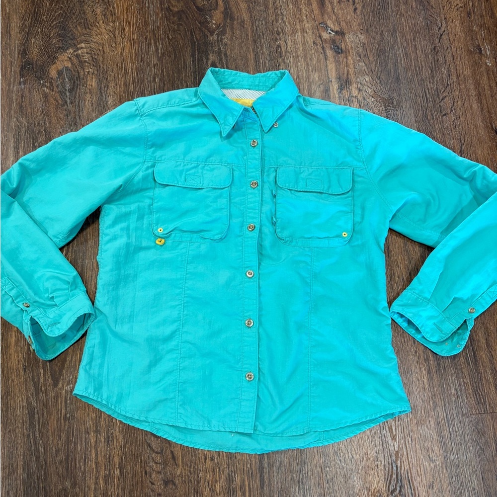 Magellan Outdoors Turquoise and Yellow Fishing Shirt